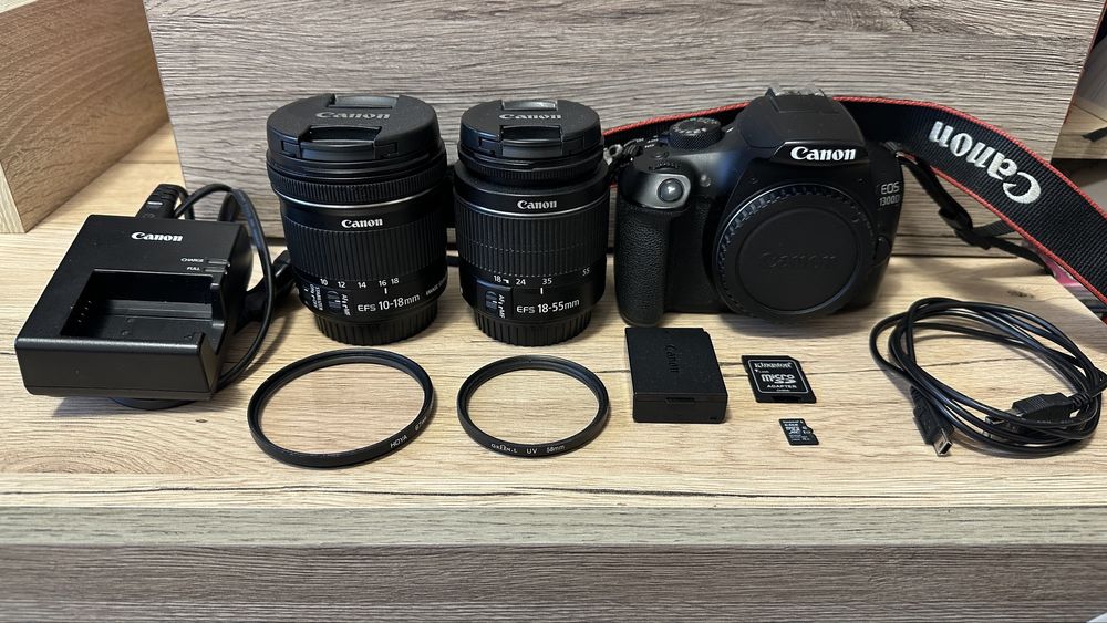 Canon 1300D + obiective 18-55, 10-15mm