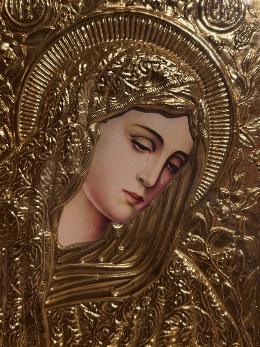 Icoană bizantină placată cu argint și aur 24K – handmade Grecia