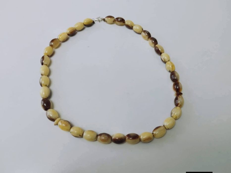 Vechi colier din chihlimbar natural baltic,  bone Amber, argint 925