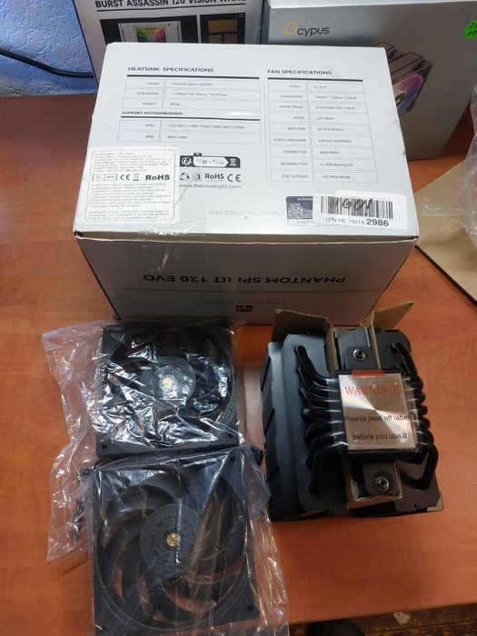Okazie!Cooler procesor nou la cutie,Thermalright Phantom Spirit 120 Evo negru 2x 120mm fans,tower pe aer,multisocket,1700,1851,AM5,AM4,1151,115X.