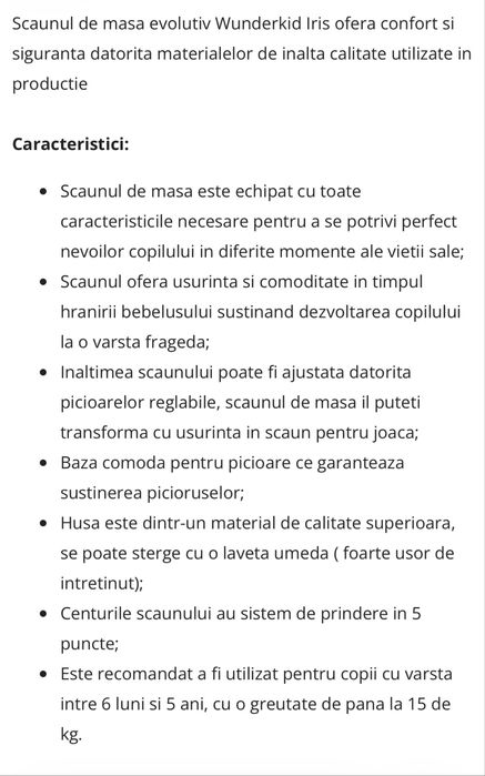 Scaun de masa copii