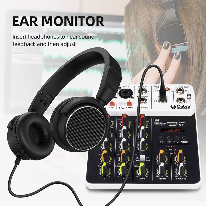 Смесителен пулт Debra V4, DJ Mixer, Bluetooth, Usb Play, Plug and Play