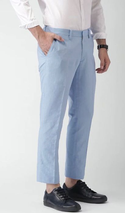 Голубые брюки на лето. Лён