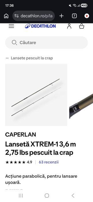 De vanzare lanseta crap cu  mulineta .