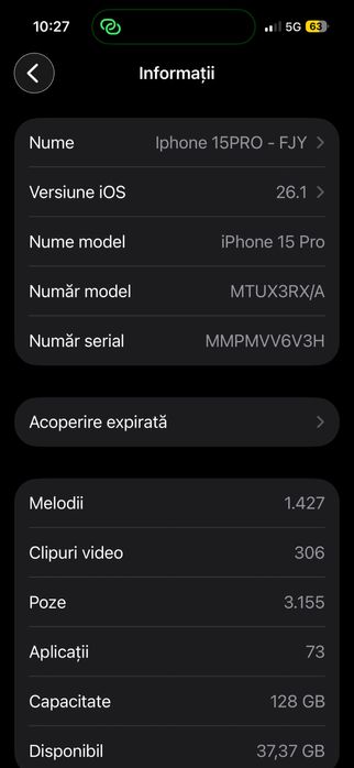Iphone 15 PRO 128 GB Natural Titanium in garantie