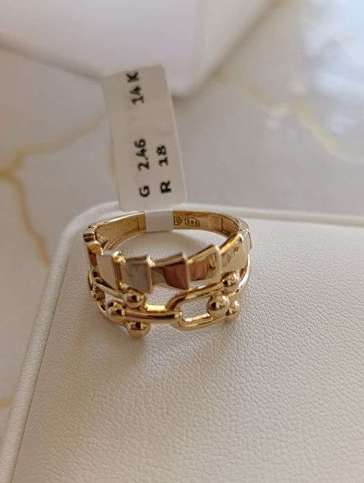 , золотое кольцо Tiffany vs Bulgari двойка Евро модель проба 585,вес 3