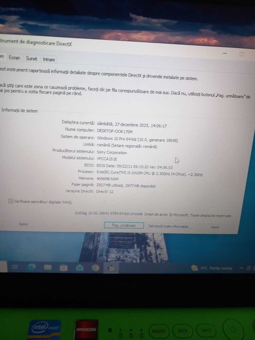 Laptop Sony Vaio i5 Windows 10 instalat