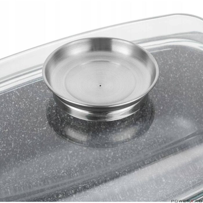 Vas termorezistent cu capac din aluminiu dreptunghilar pentru cuptor,