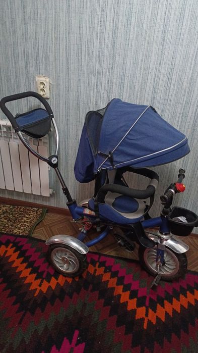 Bolalar uchun qulay va mustahkam 3 g‘ildirakli kolyaska-velosiped