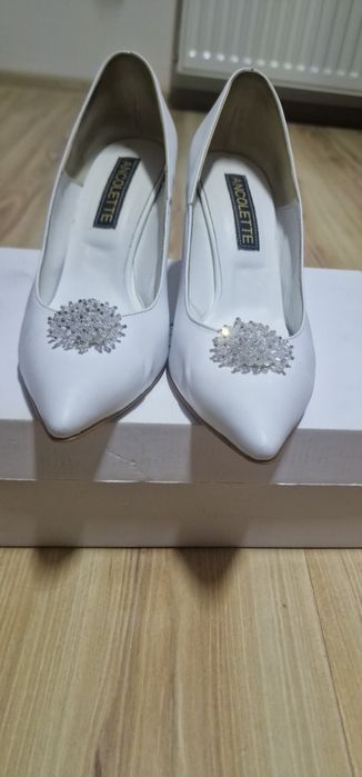Pantofi de mireasa, albi, Ancolette, 38