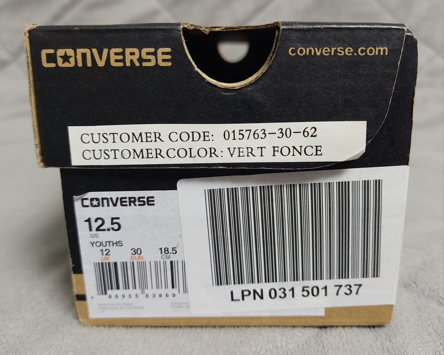 Tenisi Converse All Star Noi marimea 30, verde inchis + cutie