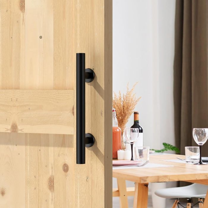 Двойни дръжки за плъзгащи врати, въглеродна стомана, 30 см, черни