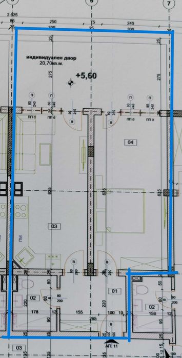 Двустаен апартамент с двор