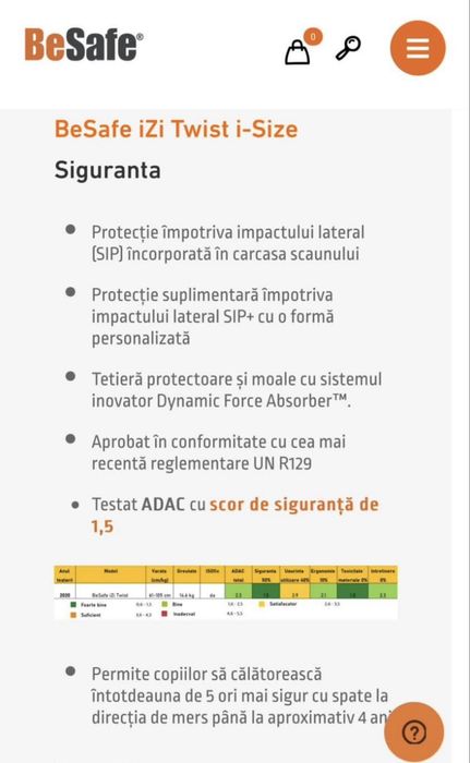 Scaun auto BeSafe Izi Twist + husa vara + protectie bancheta