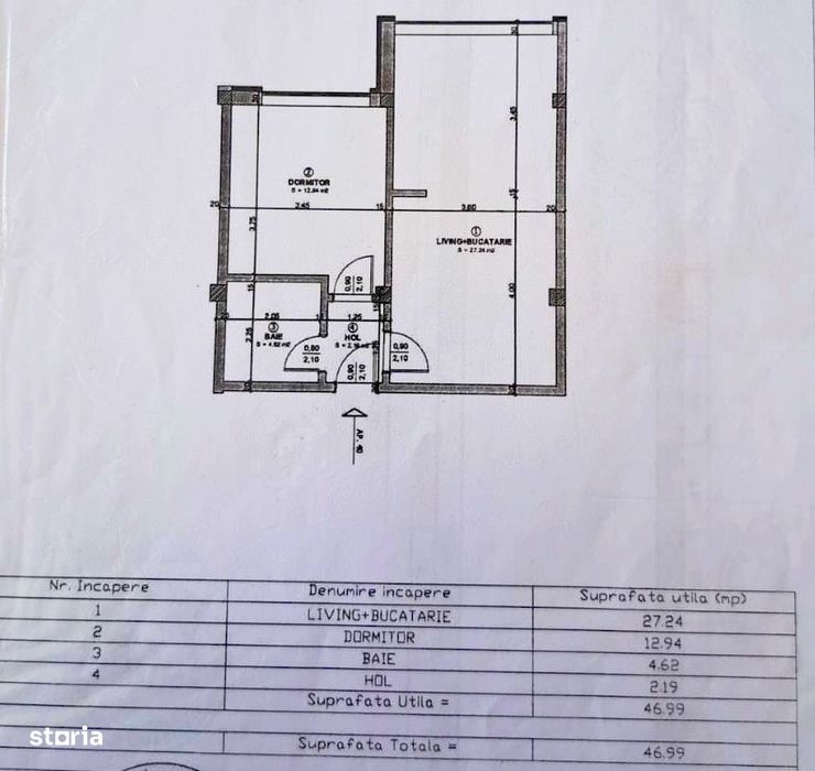 Apartament 2 camere mobilat si utilat 47mp langa primarie, comision 0%