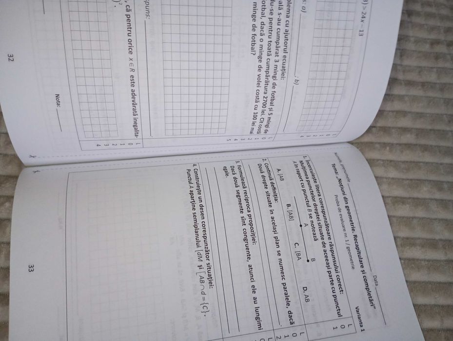 Caiet Matematică clasa 7 – Probe Sumative, nou