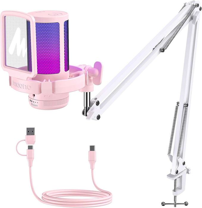 Микрофон MAONO GamerWave DGM20S Pink с рамо RGB