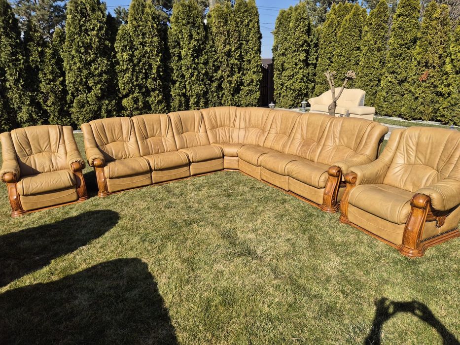 Coltar + 2 fotolii din piele naturala