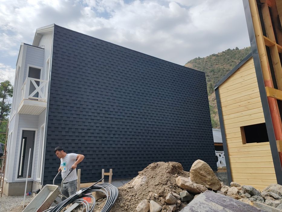 Юмшок черепица Андулин 2 слойли битум черепица. Профнасьил ва тегола