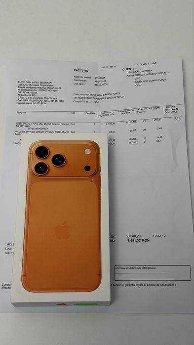 17 pro max sigilat factura garantie orange romania