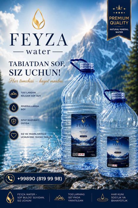 FEYZA water - Tabiatdan siz uchun soflik. 5 lt-10lt-19 lt