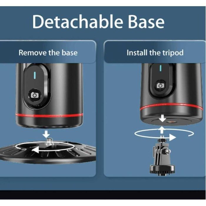 Държач за телефон с автоматично проследяване на лицето,завъртане на 360°, стойка за камера, дистанционно управление, светлина за поточно видео на живо