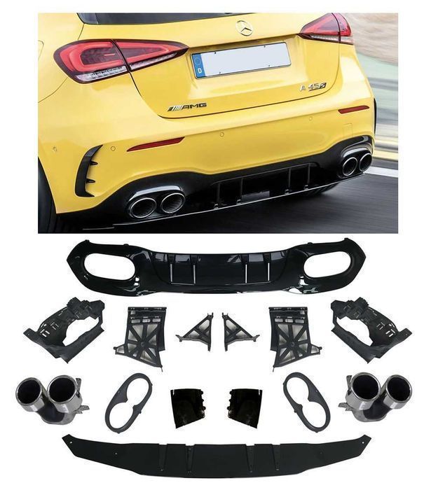 Difuzor Bara Spate Mercedes A Class W177 Hatchback 2018-up A45 Crom