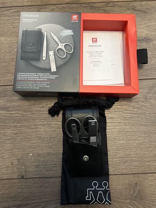 Zwilling Set Accesorii 3,4,5 piese manichiură Twinox etui piele neagra