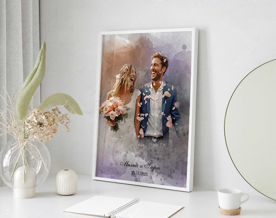 Съединяване на няколко снимки в общ дигитален акварелен портрет