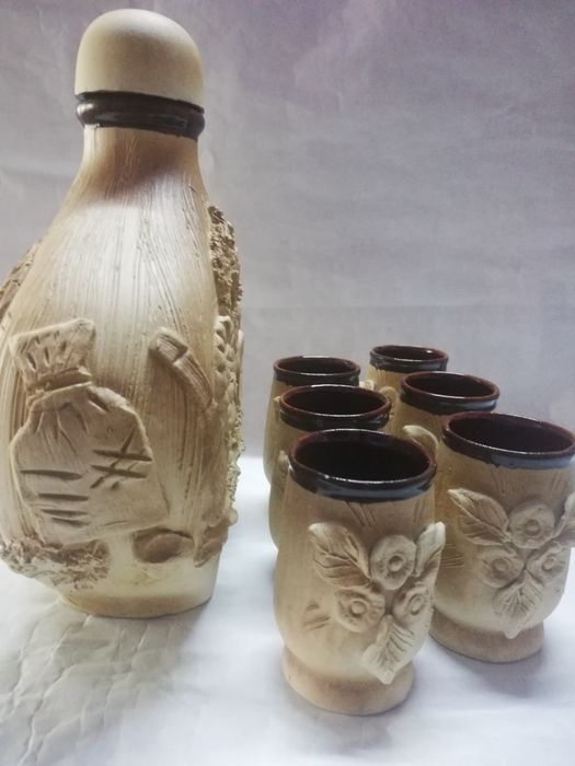 Sticla+6 căni ceramică
