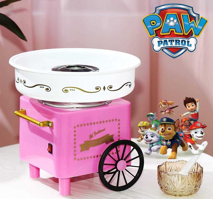 Машина за захарен памук, розова, 520W РЕТРО ДИЗАЙН+ анимационни герои