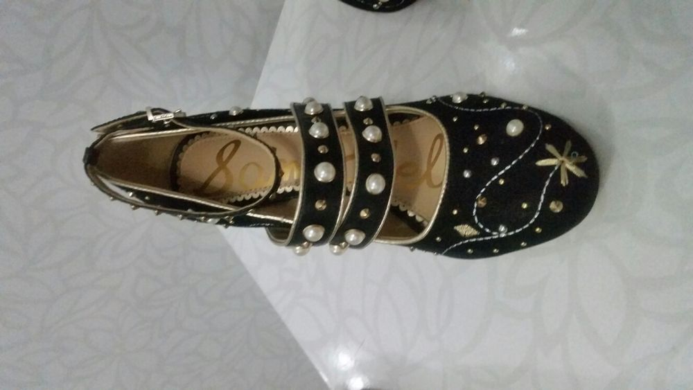 Pantofi piele naturala gen dolce gabanna sam edelman negri cu perle 38