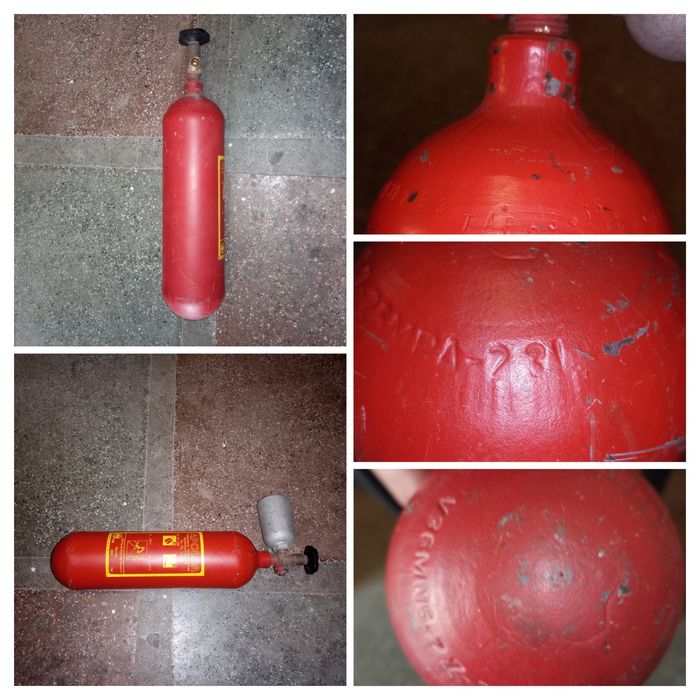 Продавам 1 брой малка метална бутилка - 2,3L - 250 BAR - АТМОСФЕРИ работно налягане