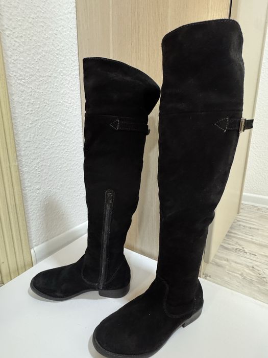 Зимние, замшевые ботфорты