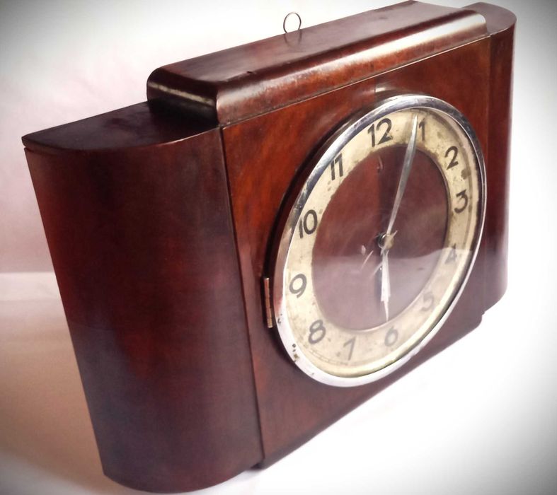 vechi ceas german de bucătărie, mecanic, carcasă din lemn