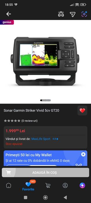 Sonar Garmin Striker Vivid 5cv GT20