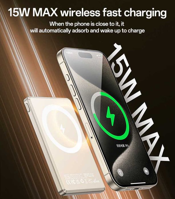 Yesido YP66 Ультра Тонкий 5000mAh 15W PD20W Power Bank iPhone 15 16 17