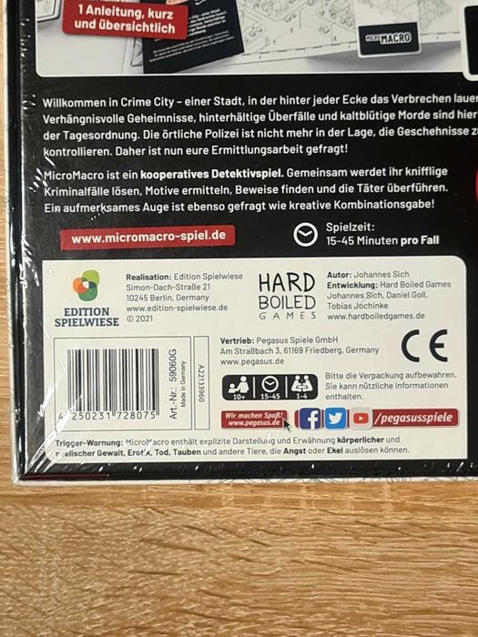 Joc de Societate MicroMacro: Crime City in limba Germana Pegasus