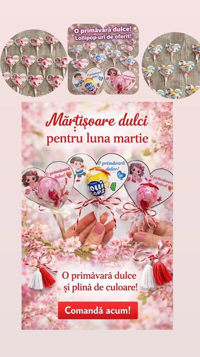 Mărțișoare dulci pentru copii/ fetițe/ băieți/ martie / colorate