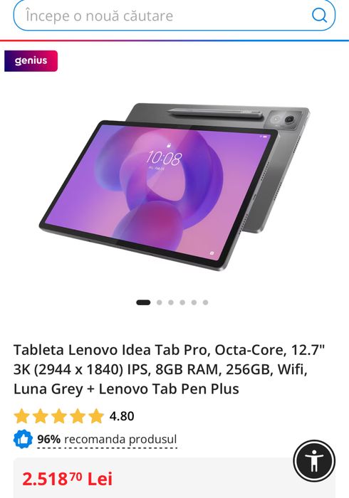 Lenovo Idea Tab Pro, 12.7 inch 3K, 256gb + Tab Pen plus. Sigilata