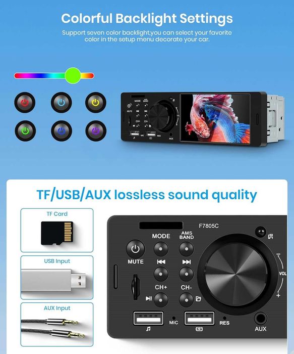 Еднодиново автомобилно стерео Carplay/Android 4-инчов сензорен екран