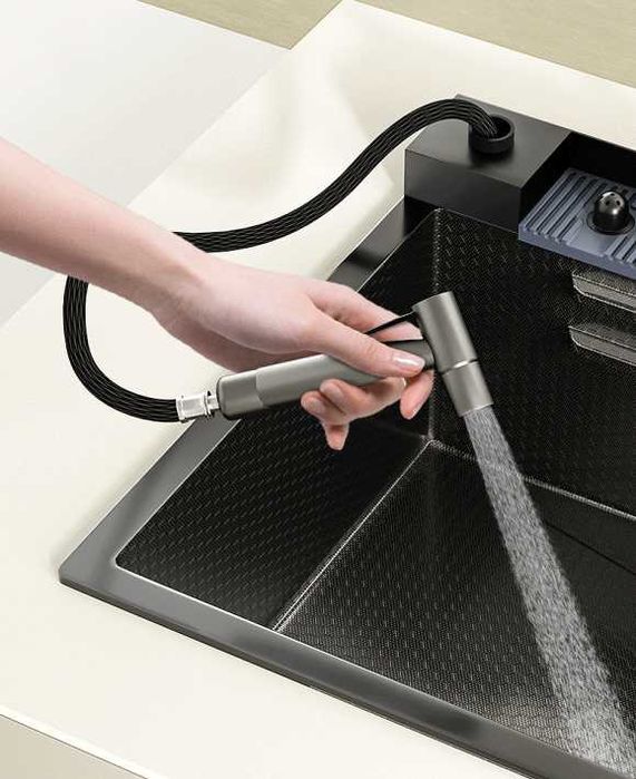 100см Модерна мултифункционална кухненска мивка с двоен водопад