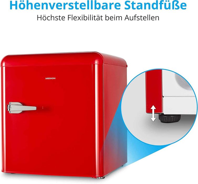 Мини хладилник, ретро дизайн, 42 L червен/черен цвят