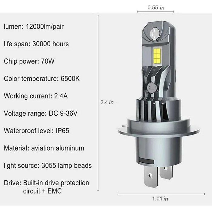Диодни-LED крушки H7 120W с вграден вентилатор G-TECH