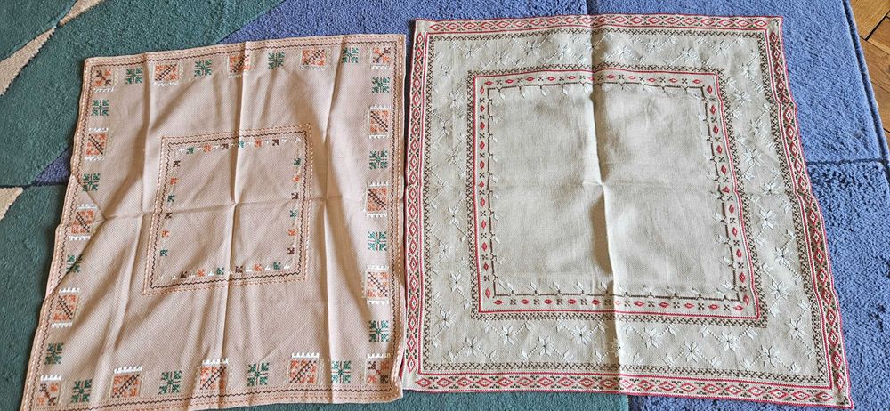 Колекция ретро покривки и каренца - големи, ръчно плетени, бродерия