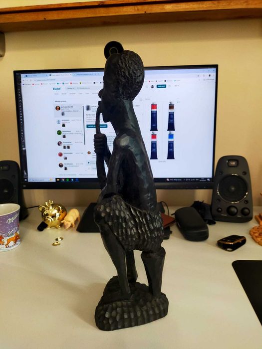 Sculptură veche africană din abanos masiv
