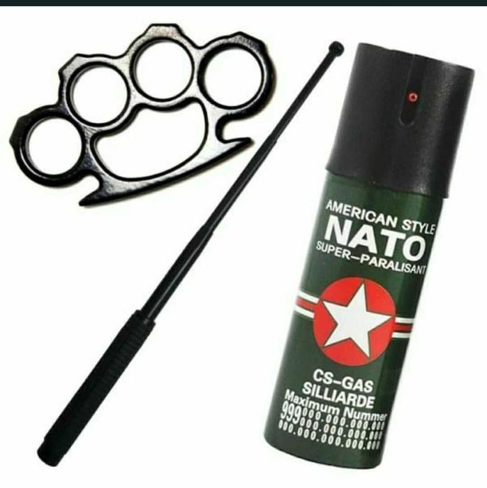 Baston telescopic 60cm + Spray Nato + Box , Set