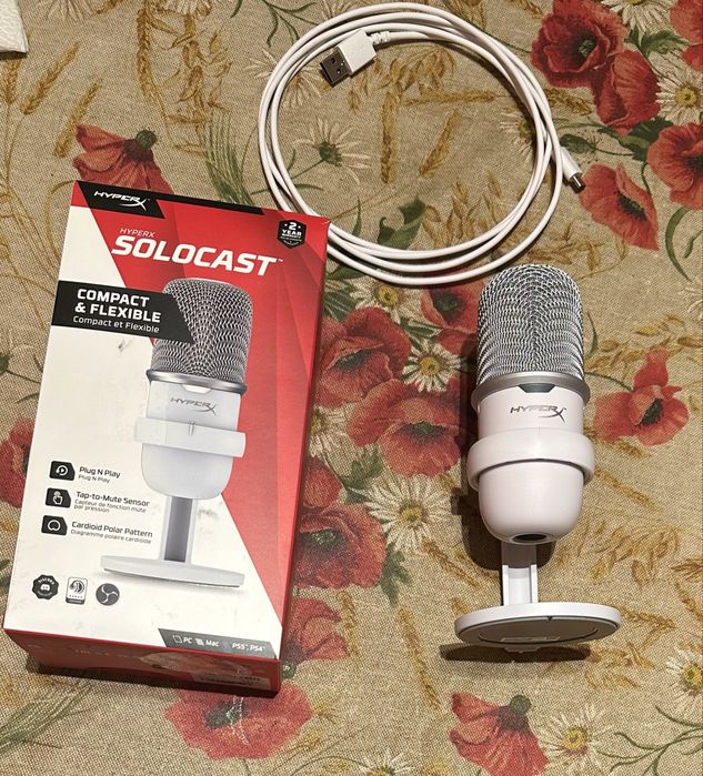 Микрофон HyperX SoloCast бял с 2 години гаранция