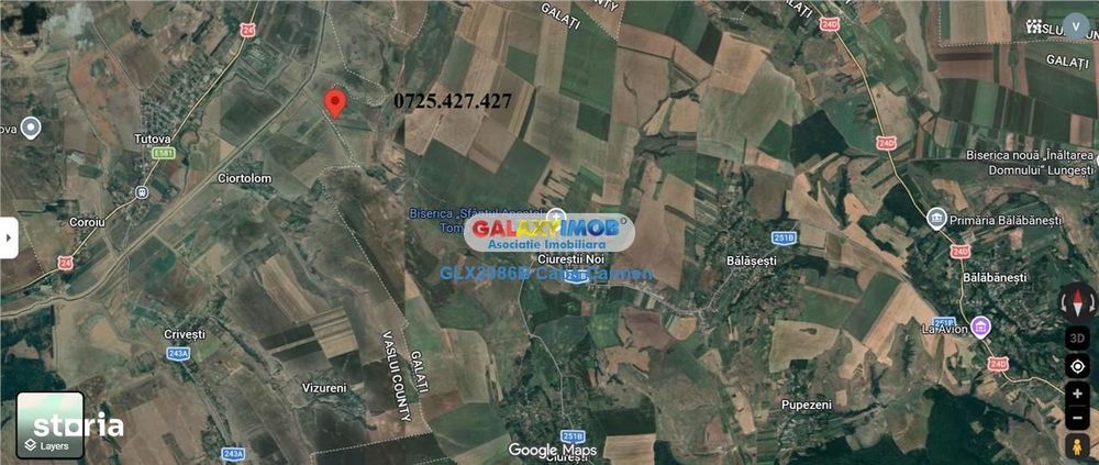 De vanzare teren agricol, extravilan in Loc. Balasesti, Jud. Galati