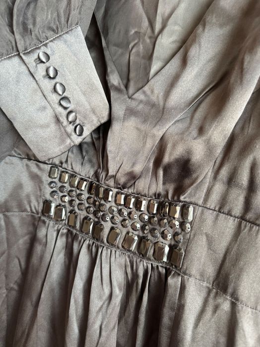 Черна сатенена рокля размер 42 (L)